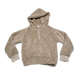 Sunset West Sherpa Fleece Hoodie Kids Small Beige 1 4 Zip Kangaroo Pocket